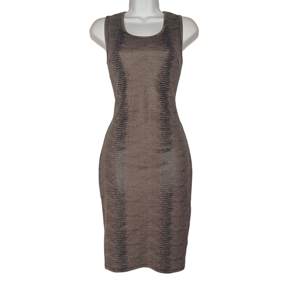 LOVE REPUBLIC Gray/Brown Black Reptile Animal Print Sleeveless Bodycon Dress S
